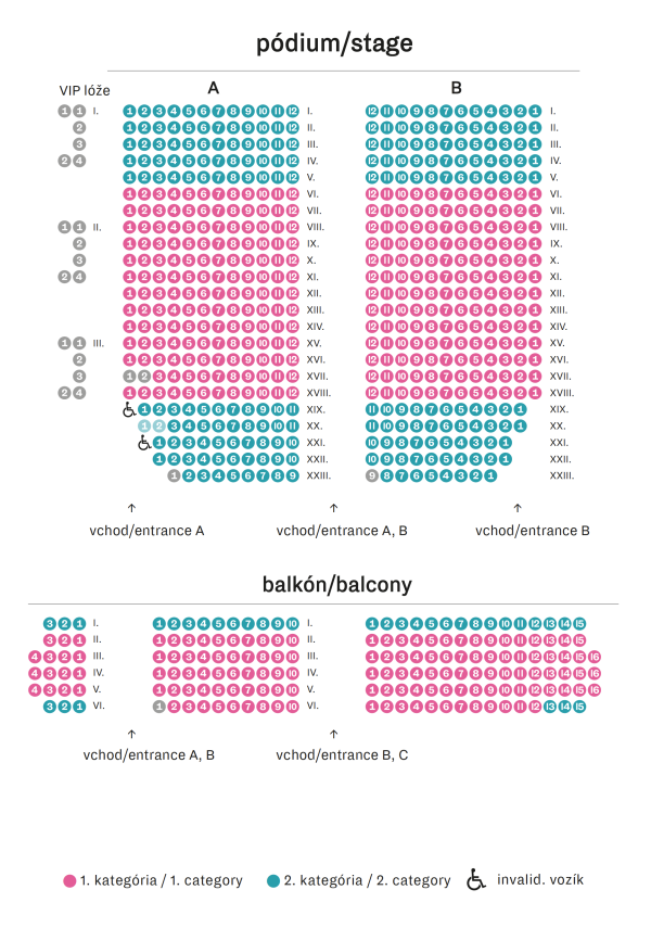 Koncertná sieň Slovenskej filharmónie – plán sedadiel